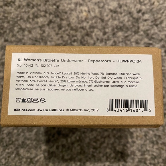 New Allbirds Trino Bralette in Peppercorn (light gray) XL - Picture 5 of 6